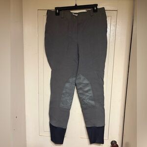 TuffRider Ladies Starter Lowrise Pull-On Knee Patch Breeches, Dark Charcoal, 34